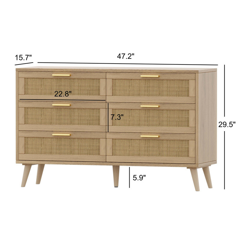 Jakoby Rattan 6 Drawer Dresser